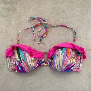 Victoria Secret Swim pastel palm print bandeau bikini top